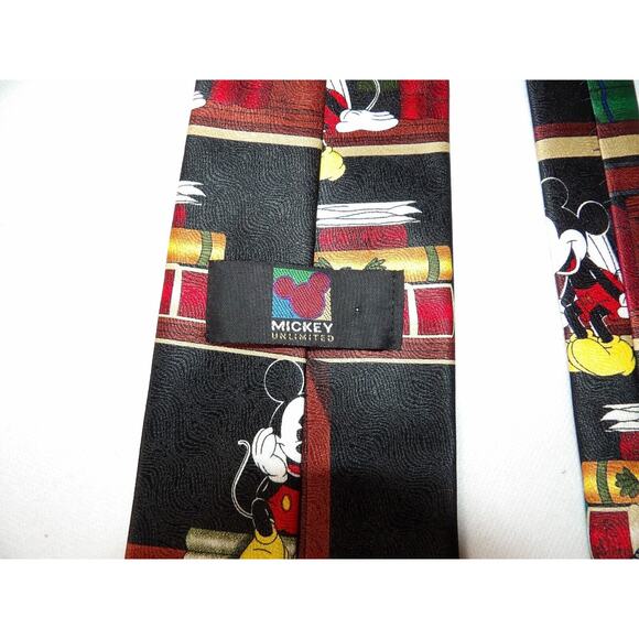 Vintage Mickey Unlimited Mens Neck Tie Mickey Mouse Books Library 90s Retro - Picture 6 of 7